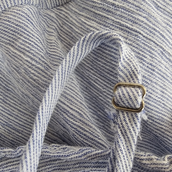 Lulus Yacht Rock Blue Striped Off Shoulder Ruffle Dress Midi Size Small - Picture 6 of 12